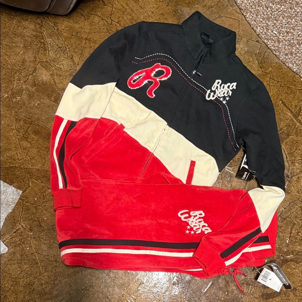 Rocawear Black, Red, and Cream Track Jacket